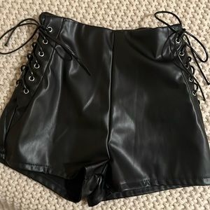 Faux leather shorts